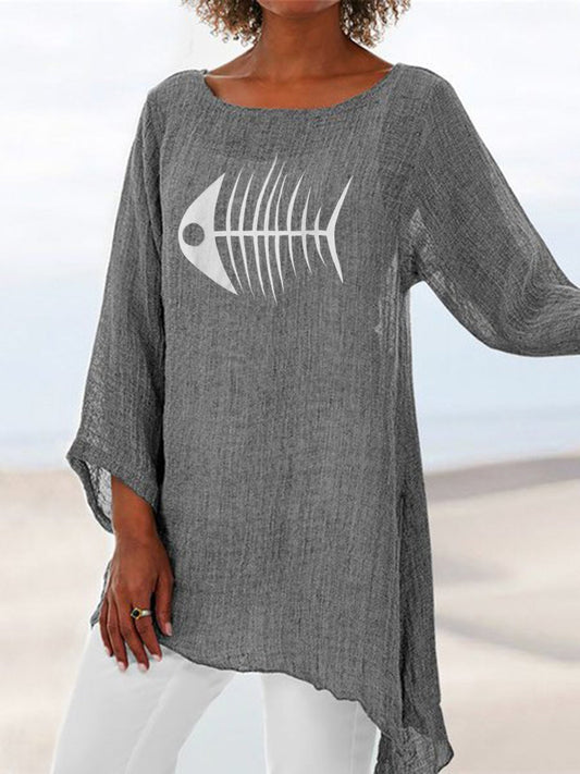 Casual Long Sleeve Cotton Crew Neck Shirts & Tops